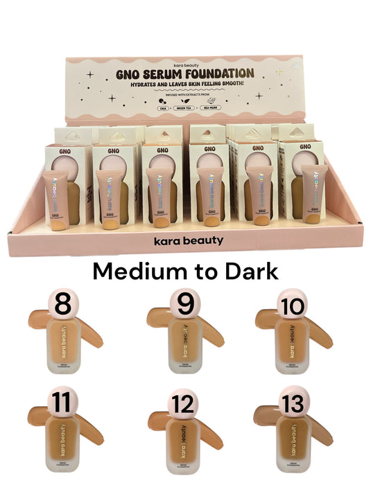 Face- Kara GNO Serum Foundation Medium to Dark 8-13 (24pc display, $6.50 each)