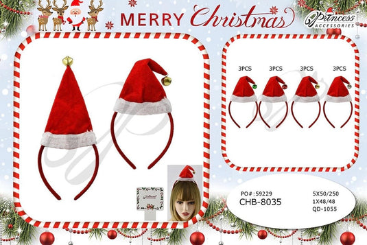 Accessories-Christmas Santa Hat Head Band CHB-8035 (12pc pack)