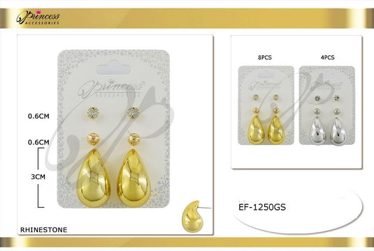 Jewelry- Tear Drop Earring Set EF-1250GS (12pc pack)