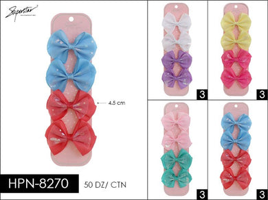 Hair- Shiny Butterfly Hair Bow Set HPN-8270 (12pc pack)