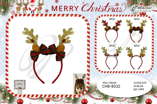 Accessories-Christmas Reindeer Head Band CHB-8032 (12pc pack)
