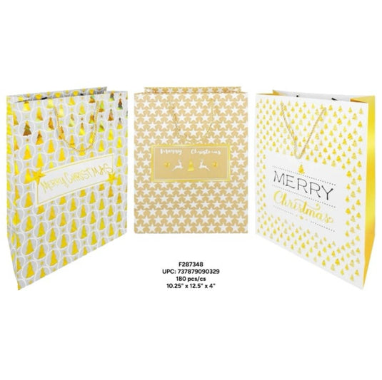 Accessories-Gold Colors Christmas Gift Bag Medium Size F287348 (12pc pack)