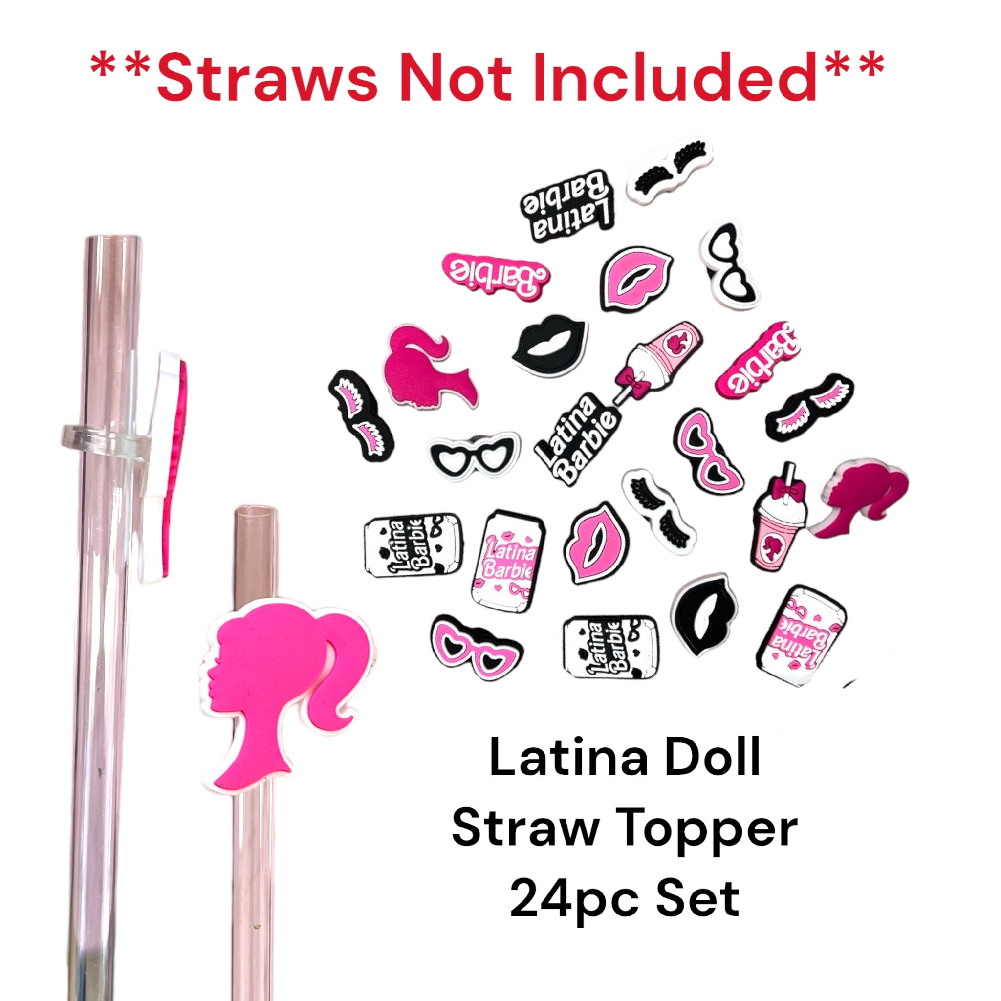 Straw Topper- Pink Cowgirl (24pc pack)