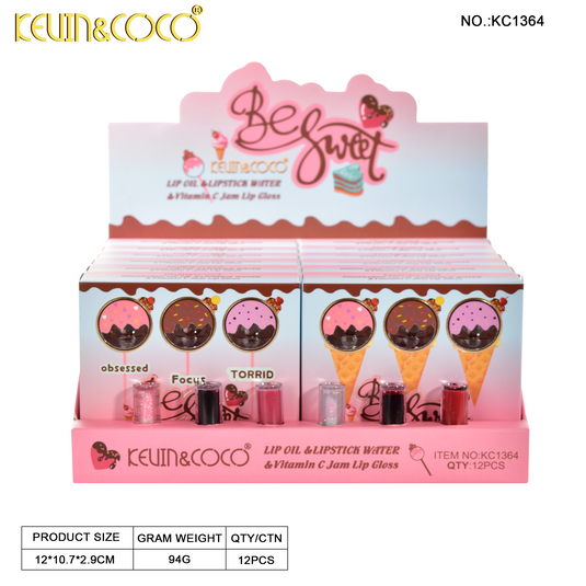 Lips-Kevin&Coco Be Sweet Lip Gloss KC1364 ($2.25 each, 12pc display)