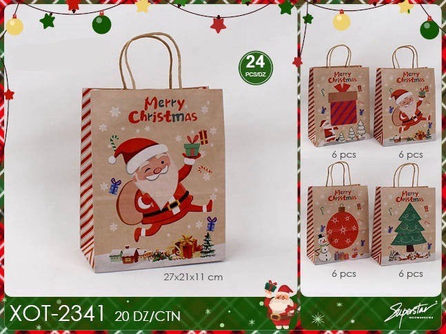 Accessories- Xmas Small Paper Gift Bag XOT-2341 (24 pack)