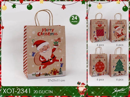 Accessories- Xmas Small Paper Gift Bag XOT-2341 (24 pack)