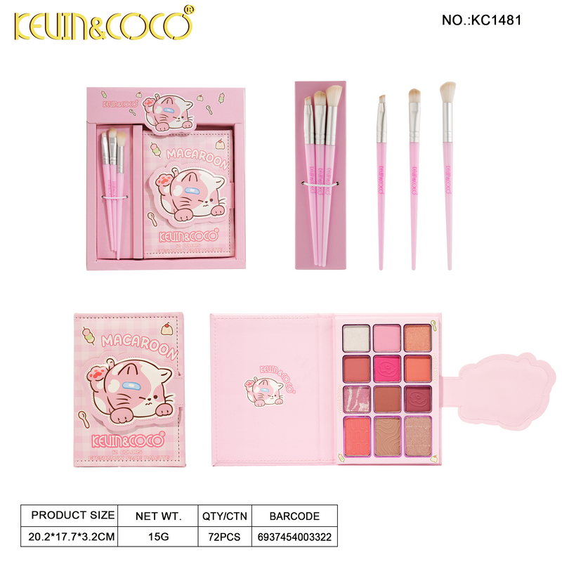 Load image into Gallery viewer, Eyes-Kevin&amp;Coco Macaroon Eyeshadow Palette + Brushes KC1481 ($5 each, 6pc bundle)

