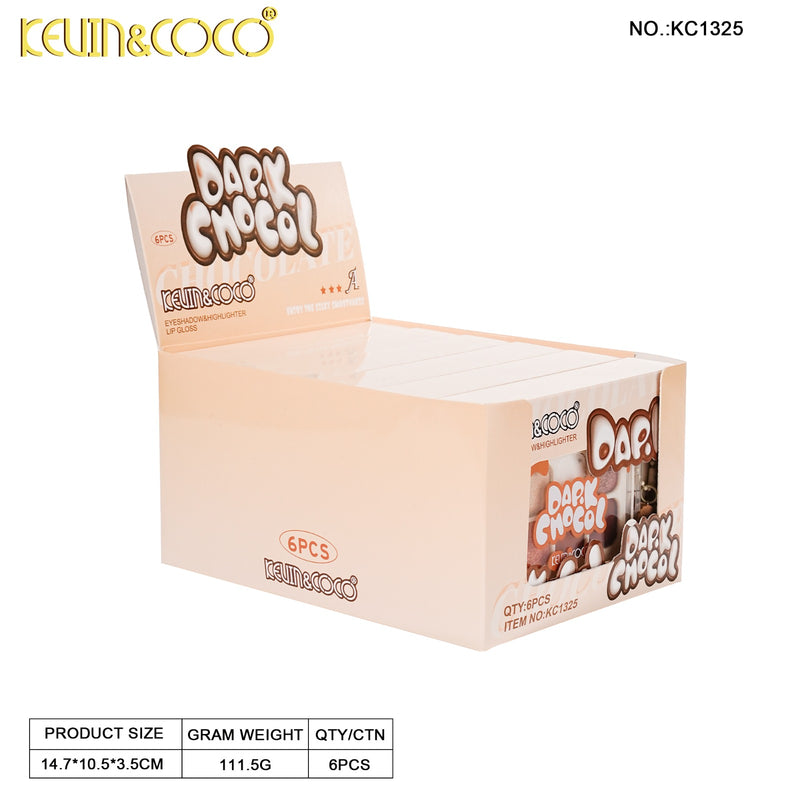 Load image into Gallery viewer, Eyes-Kevin&amp;Coco Dark Chocol Palette &amp; Lip Gloss Set KC1325 ($2.25 each, 6pc display)
