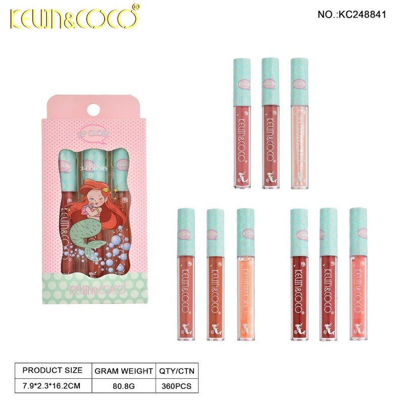 Load image into Gallery viewer, Lips-Kevin&amp;Coco Mermaid 3pc Lip Gloss Set KC248841 ($1.75 each, 12pc display)
