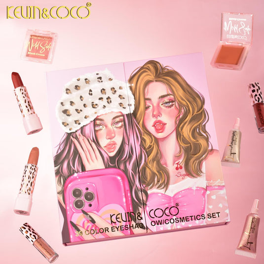 Lips-Kevin&Coco Leopard Print 39-Color Face & Eye Makeup Kit KC1099 ($9.50 each, 4pc bundle)