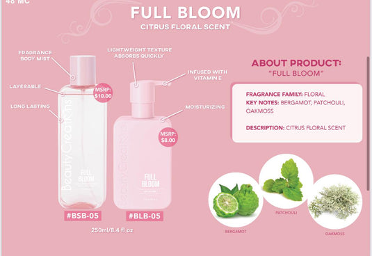 Skincare- Beauty Creations Fragrance Body Mist- BSB-05 Full Bloom (4pc bundle, $4 each)