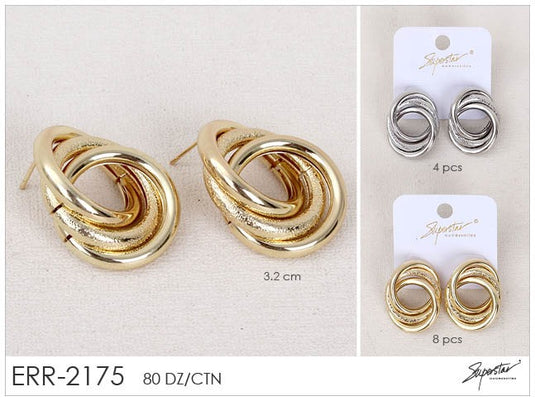 Jewelry- Circle Loop Metallic Stud Earrings ERR-2175 (12pc pack)