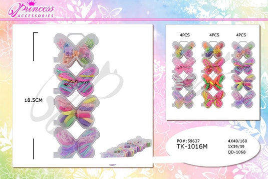 Hair-Mini Butterfly Rubber Band, Hair Clip And Hair Tie TK-1016M (12Pc Pack)