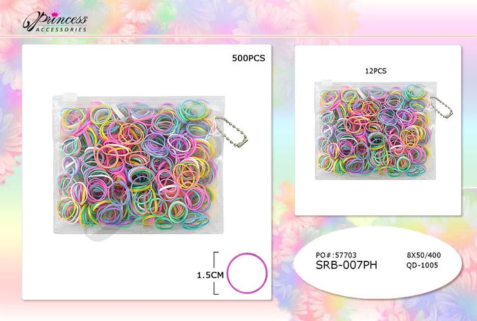 Hair- Pastel rubber bands in pouch SRB-007PH (12pc pack)