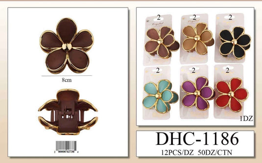 Hair-Flower Jaw Hair Clip DHC-1186 (12pc pack)