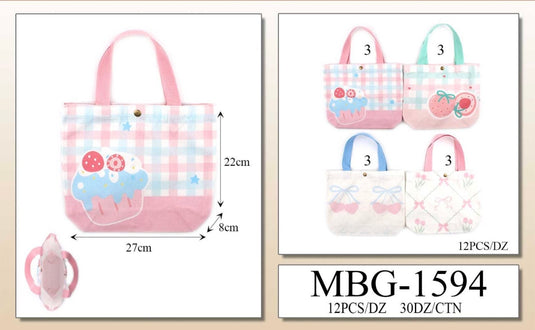Accessories-Kawaii Mini Canvas Tote Bag MBG-1594 (12pc pack)