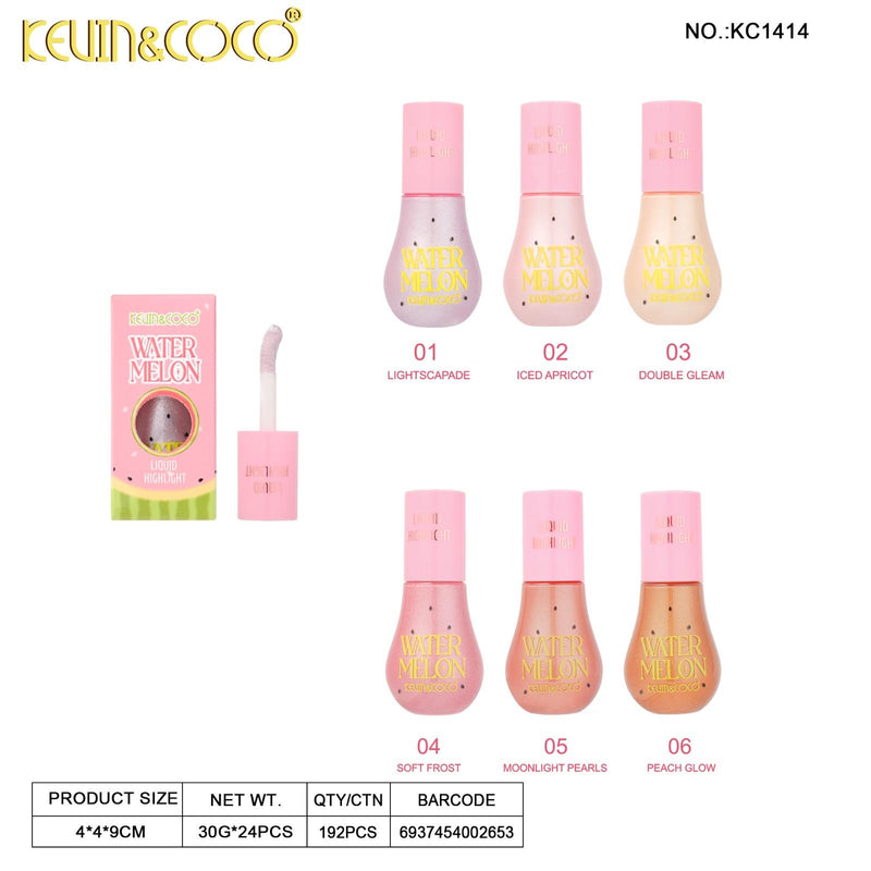 Load image into Gallery viewer, Face-Kevin&amp;Coco Watermelon Collection Liquid Highlight KC1414 ($2 each, 24pc Display)
