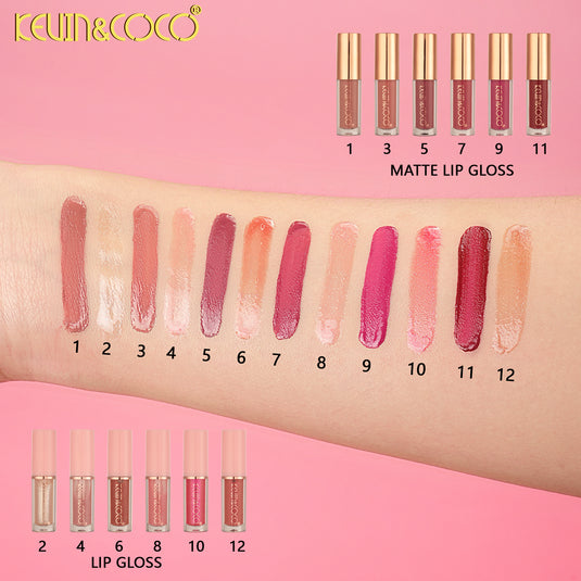 Lips-Kevin&Coco 12 colors  Lip Gloss Set KC1600 ($5.50 each, 6pc display)