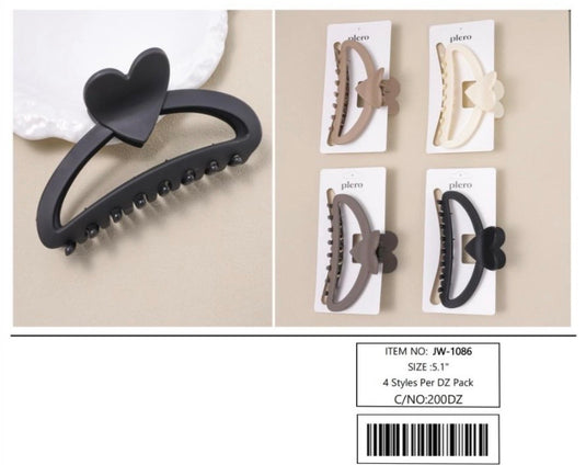 Hair-Heart Jaw Hair Clip JW-1086 (12pc pack)