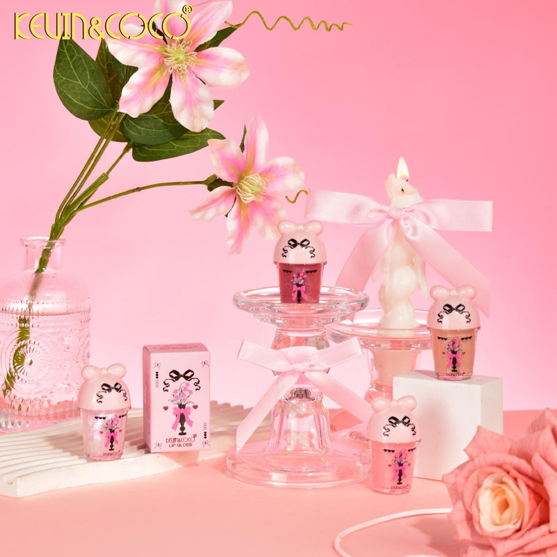 Load image into Gallery viewer, Lips-Kevin&amp;Coco Bow Flower Vase Lip Gloss KC1162 ($1 each, 24pc display)
