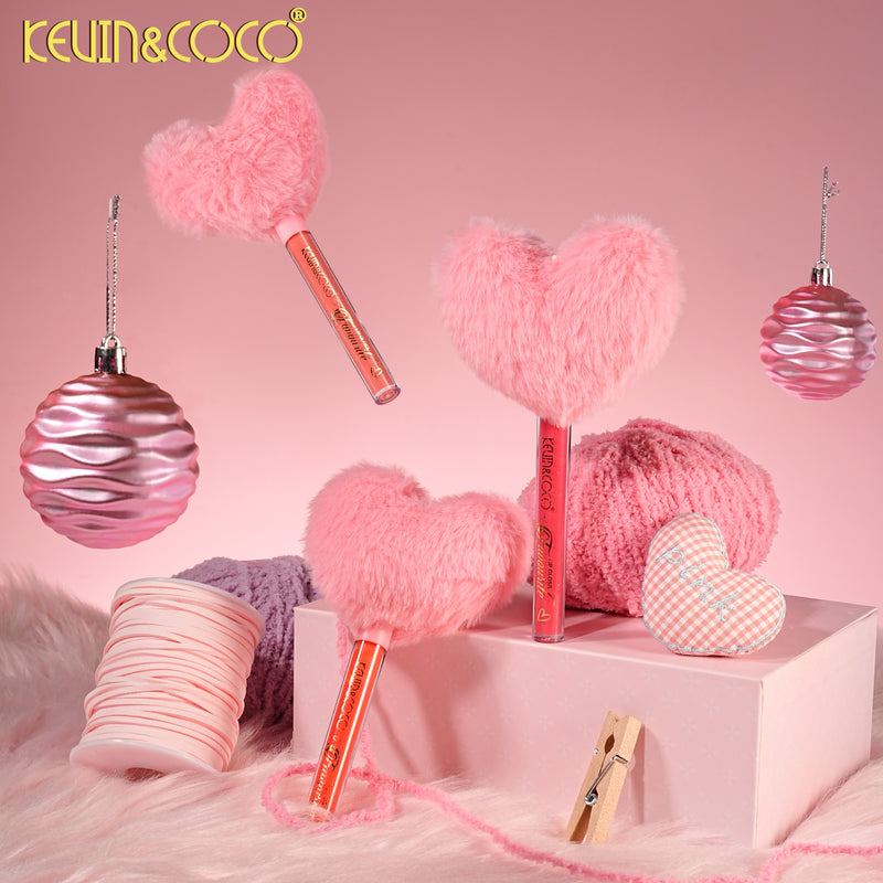 Load image into Gallery viewer, Lips-Fuzzy Heart Lip Gloss KC1641 ($1.75 each, 12pc display)
