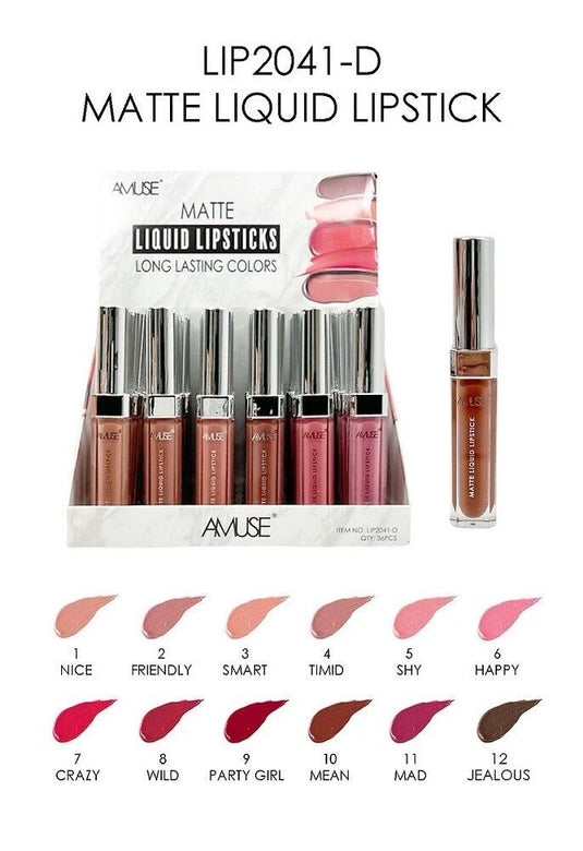 Lips- Amuse Long Lasting Matte Liquid Lipstick LIP2041-D ($1.11 each, 36pc display)