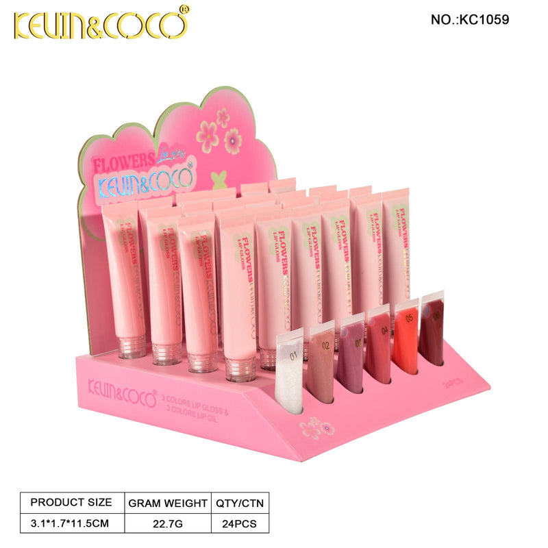 Load image into Gallery viewer, Lips-Kevin&amp;Coco Flowers Lip Gloss KC1059 ($1.50 each, 24pc display)
