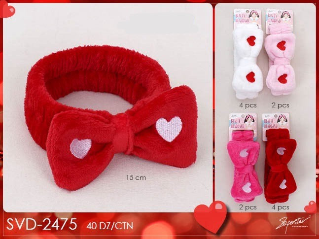 Hair- Valentine Heart Spa Headband SVD-2475 (12pc pack)