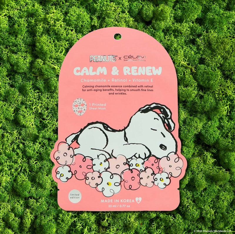 Load image into Gallery viewer, Skincare-Celavi X Peanuts Calm &amp; Renew (Chamomile + Retinol + Vitamin E) Face Mask P70145-1 (24pcs pack)
