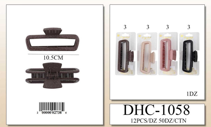 Hair- Glitter Rectangle Hair Clip DHC-1058 (12pc pack)