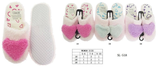 Accessories-Fuzzy Heart Winter Slippers SL-518 (12pc pack)