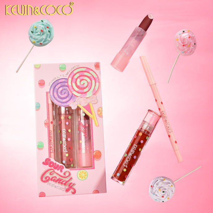 Lips-Kevin&Coco Sour Candy Lip Liner, Lip Gloss & Lipstick Set KC258667 ($2 each, 24pc display)