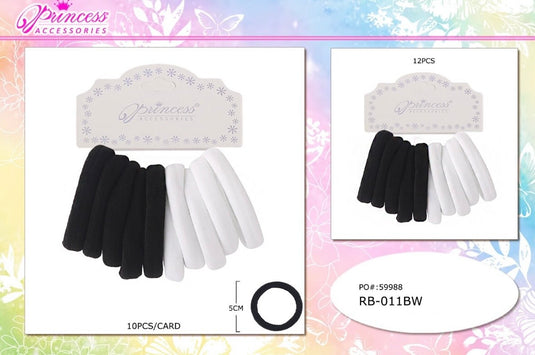 Accessories-Hair Tie RB-011BW Black & White (12pc pack)