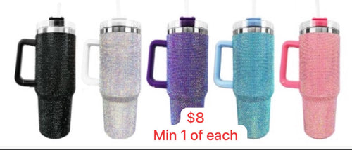 Novelties- 40 OZ Bling out Tumbler w straw (5pc Bundle,$8 each)