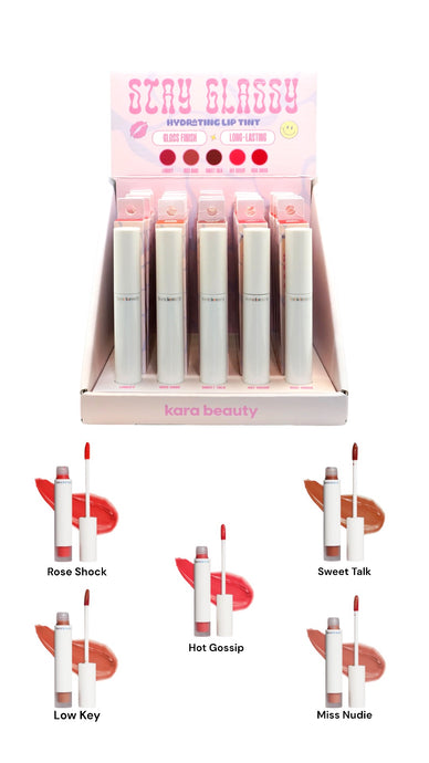 Lips- Kara Stay Glassy Lip Tint L5-11-D (30pc display, $2.75 each)