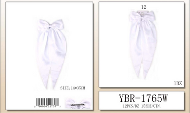 Hair- White Hair Bows YBR-1765W (12pc strip)