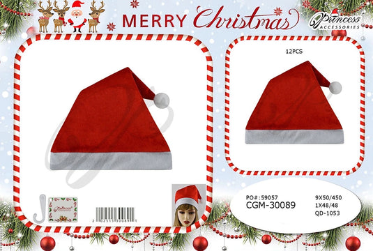 Hair-Christmas Santa Hat CGM-30089 (12pc pack)