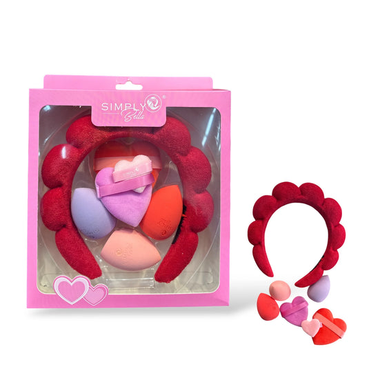 Accessories-Simply Bella Makeup Tool Set Headband, Sponge & Puff STB015 RED ($2.25 each, 12pc bundle)