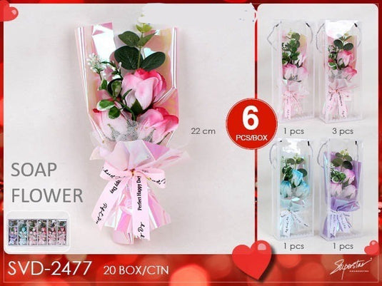 Novelties- Valentine Flower Bouquet Gift Box SVD-2477 (6pc pack)