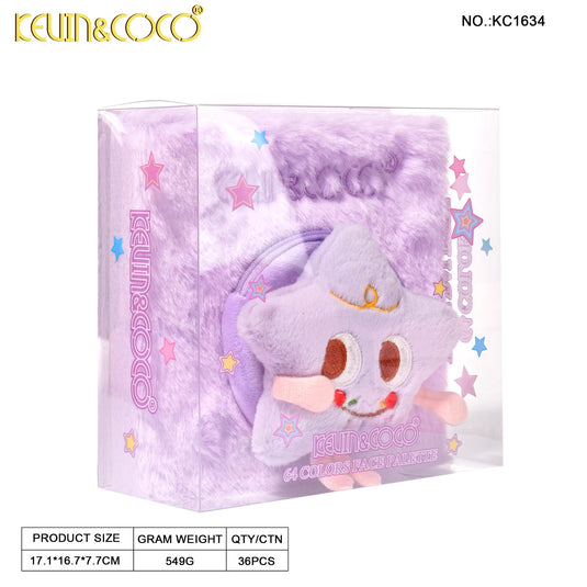 Eyes-Kevin&Coco Plush Star 64 Colors Eyeshadow Palette KC1634 ($9 each, 6pc bundle)