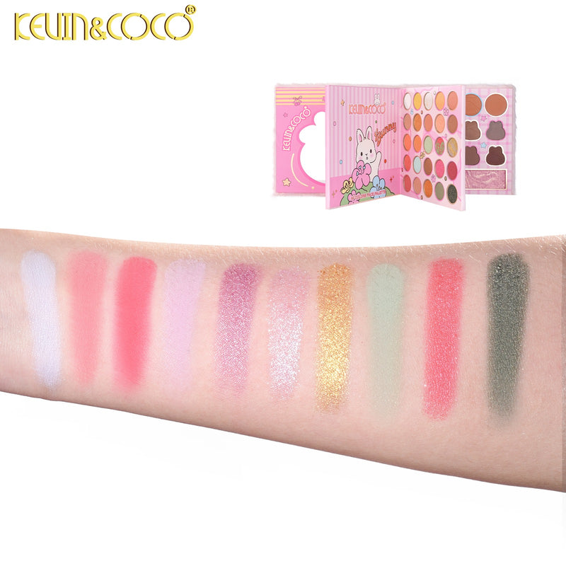 Load image into Gallery viewer, Eyes-Kevin&amp;Coco Plush Bunny 64 Colors Eyeshadow Palette KC1299 ($9 each, 6pc bundle)
