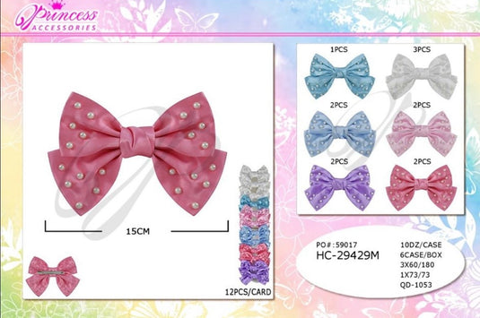 Hair-Cute Pearl Bow Hair Bows HC-29429M (12pcs strip)