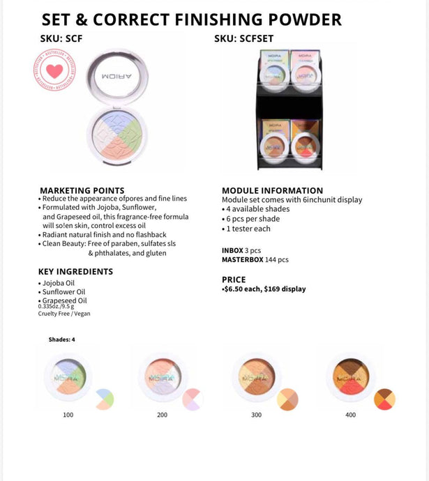 Face-Moira Set & Correct Finishing Powder #SCFSET ($6.50 each, 24pc display + tester)
