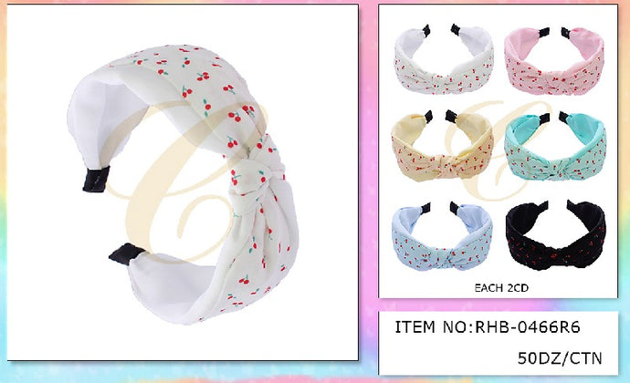 Hair-Plastic Fashion Cherry Headband All Colors RHB-0466R6 (12pc pack)