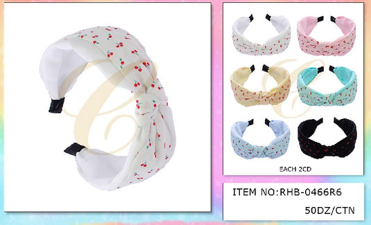 Hair-Plastic Fashion Cherry Headband All Colors RHB-0466R6 (12pc pack)