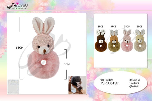 Hair-Bunny Easter Hair Tie  HS-10619D (12pc strip)
