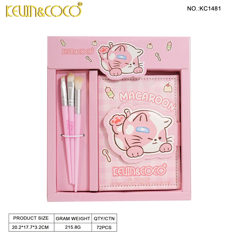 Load image into Gallery viewer, Eyes-Kevin&amp;Coco Macaroon Eyeshadow Palette + Brushes KC1481 ($5 each, 6pc bundle)
