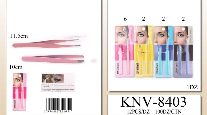 Eyebrows- Tweezers KNV-8403 (12pc pack)