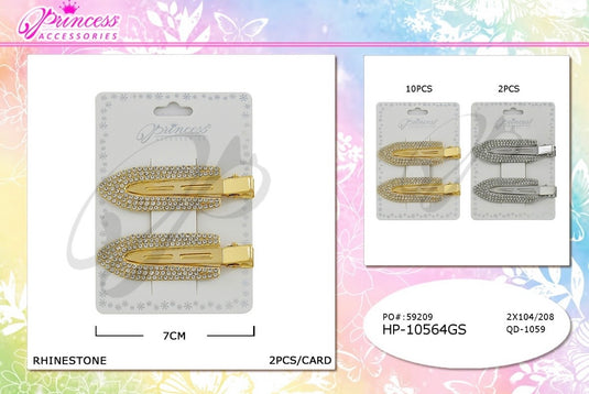 Hair-Rhinestone Hair Clips HP-10564GS (12pc Pack)