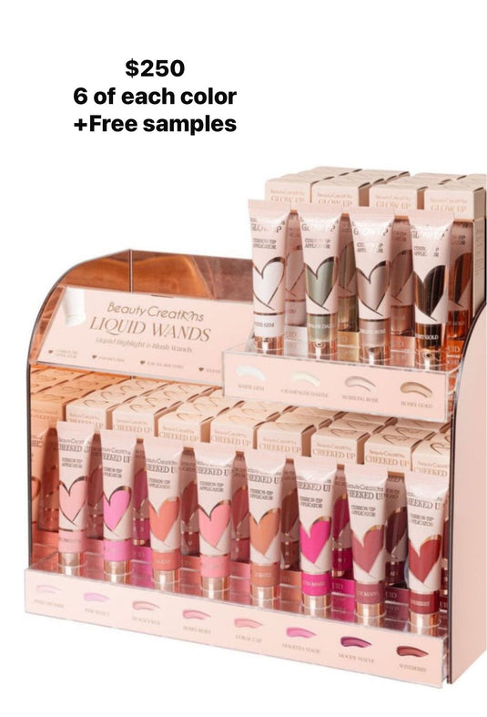 Face- Beauty Creations Liquid Wands blush/highlight Display (72pcs + free samples)